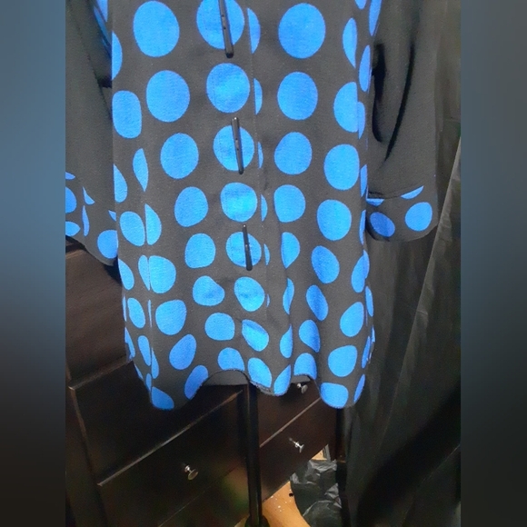 Ali Miles Ladies Black/Blue Polka Dot Blouse/Top - Picture 4 of 11